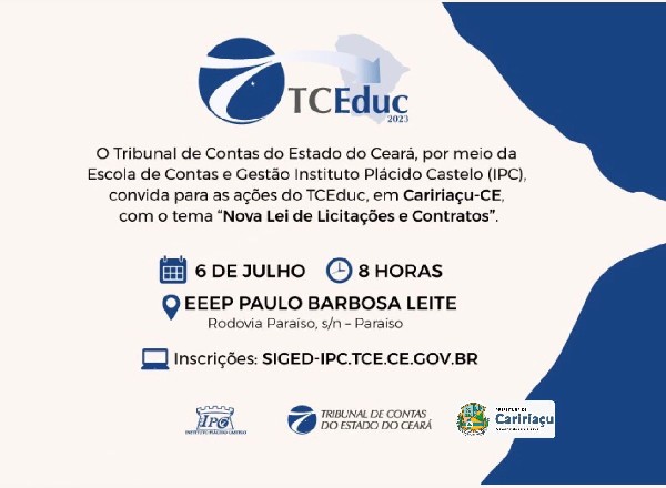 Últimos dias para se inscrever nos Cursos Gratuitos do Tribunal de Contas do Ceará - TCE/CE.